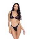 Wild Thing Sporty Plunge Bralette Bra Set Black Leopard