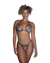 Think Sparkle Bikini Set Rhinestone Fishnet Black