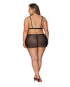 Magic Silk Girl Next Door Strappy Bralette wFlirty Thong Skirt Black