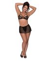 Magic Silk Girl Next Door Strappy Bralette wFlirty Thong Skirt Black
