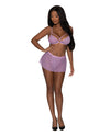 Magic Silk Girl Next Door Strappy Bralette Flirty Thong Skirt Bra Set Lilac