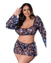 Magic Silk Queen Summer Hazy Dayz Shrooms Crop Top Skirt and Thong Set