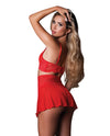 Magic Silk Sugar High Bralette w/ Garter & Panty 3 pc Bra Set - Red