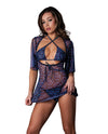 Magic Silk Hazy Dayz Butterfly Blacklight Redraft Top Thong Dress 3 pc Set