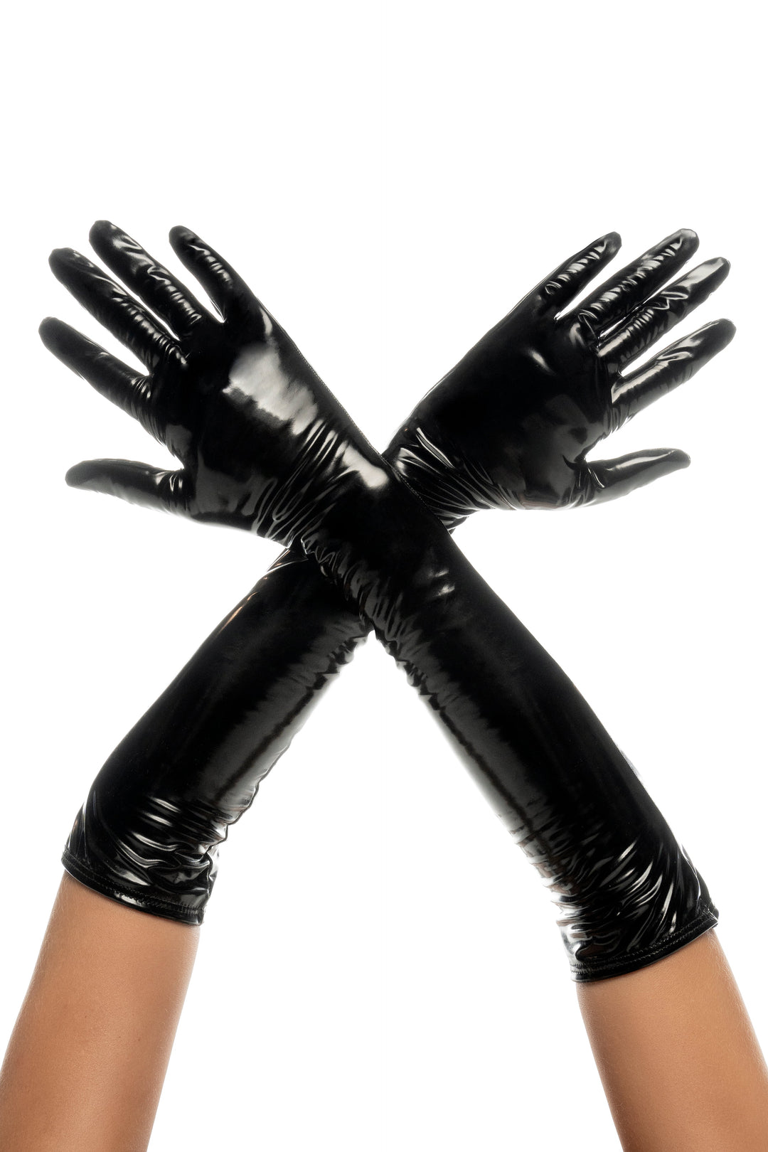 Mapale Cruella High Gloss Gloves Wet Look Black