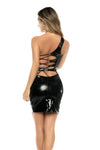 Mapale Gone Rogue Dress High Gloss Wet Look Black-Rebel Romance