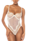 Mapale Kimora Eyelash Lace Transparent Mesh Bodysuit Teddy Ivory