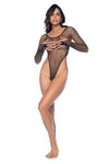 Mapale Long Sleeve Fishnet Bodysuit Black