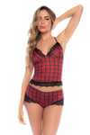 Mapale Lounge Check Me Out Cami Pajama Set Red Plaid