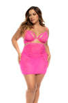 Mapale Queen Arcadia Pink Crush Underwire Mesh Babydoll Slip Bra Set