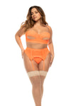 Mapale Queen Sasha Color Crush Mesh Underboob Underwire Bra Set Hot Orange