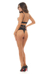 Rene Rofe Sweet Heart Waspie Thong Bra Set Black