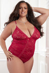 Queen Dramatic Lace Garter Teddy Tango Red