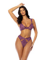 Oh la la Cheri Evrice Lace Mesh Underwire Bra Set Purple-Rebel Romance