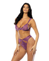 Oh la la Cheri Evrice Lace Mesh Underwire Bra Set Purple-Rebel Romance