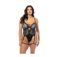 Oh la la Cheri Queen Lola Flower Embroidery Satin Gartered Teddy-Rebel Romance