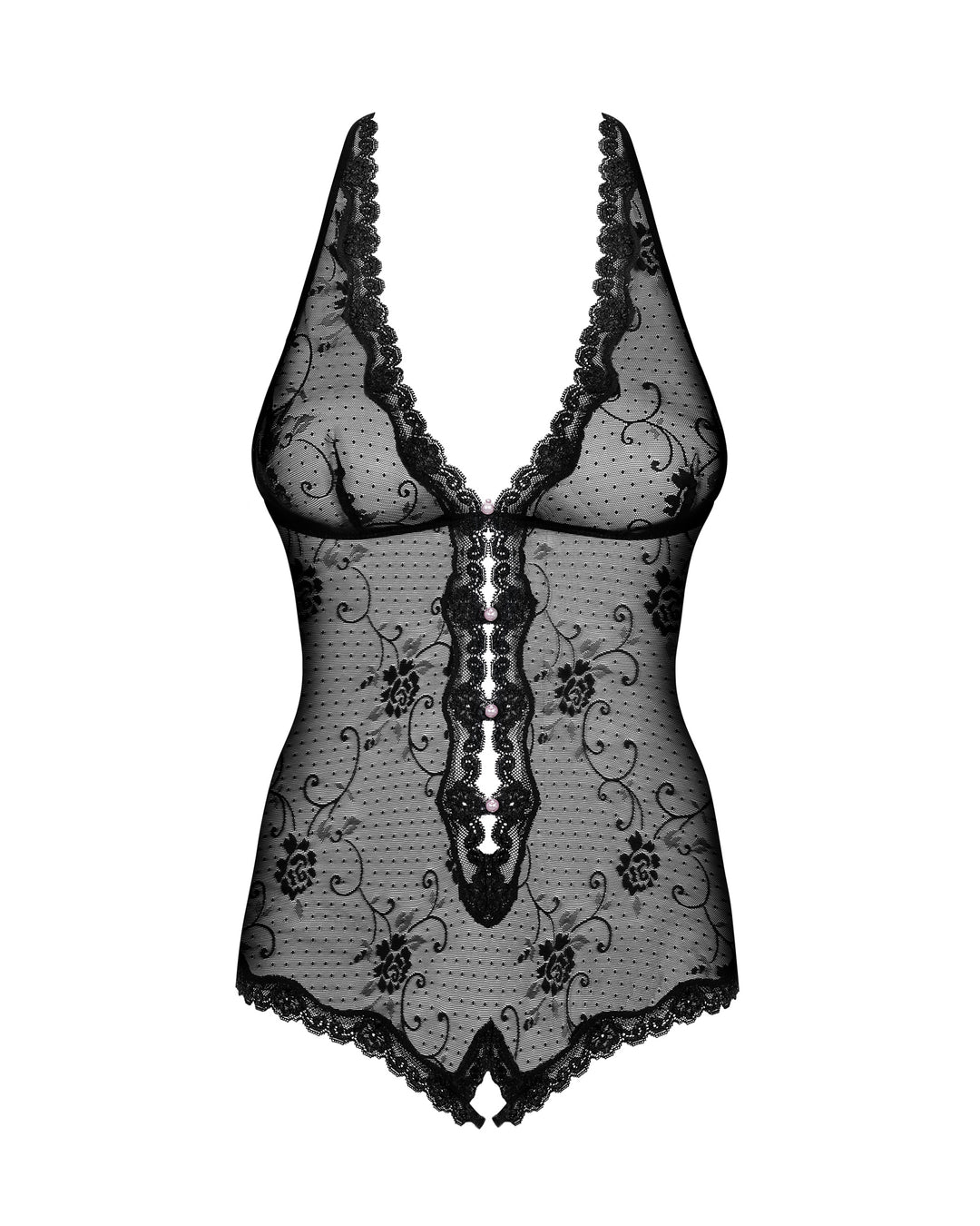 Obsessive Fiorenta Tempting Crotchless Teddy Black