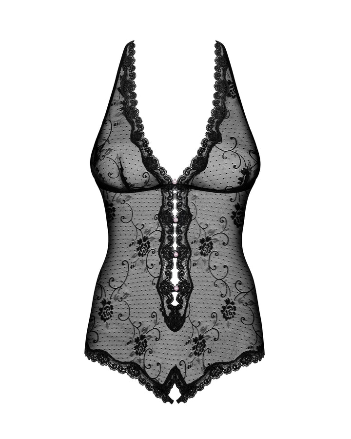 Obsessive Fiorenta Tempting Crotchless Teddy Black