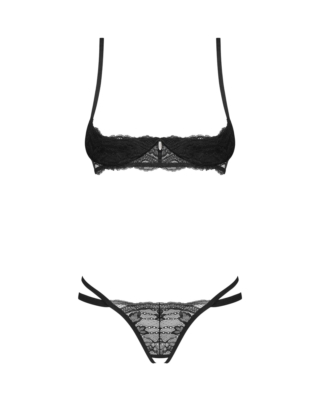 Obsessive Nutris Open Cups Shelf Bra Set Black