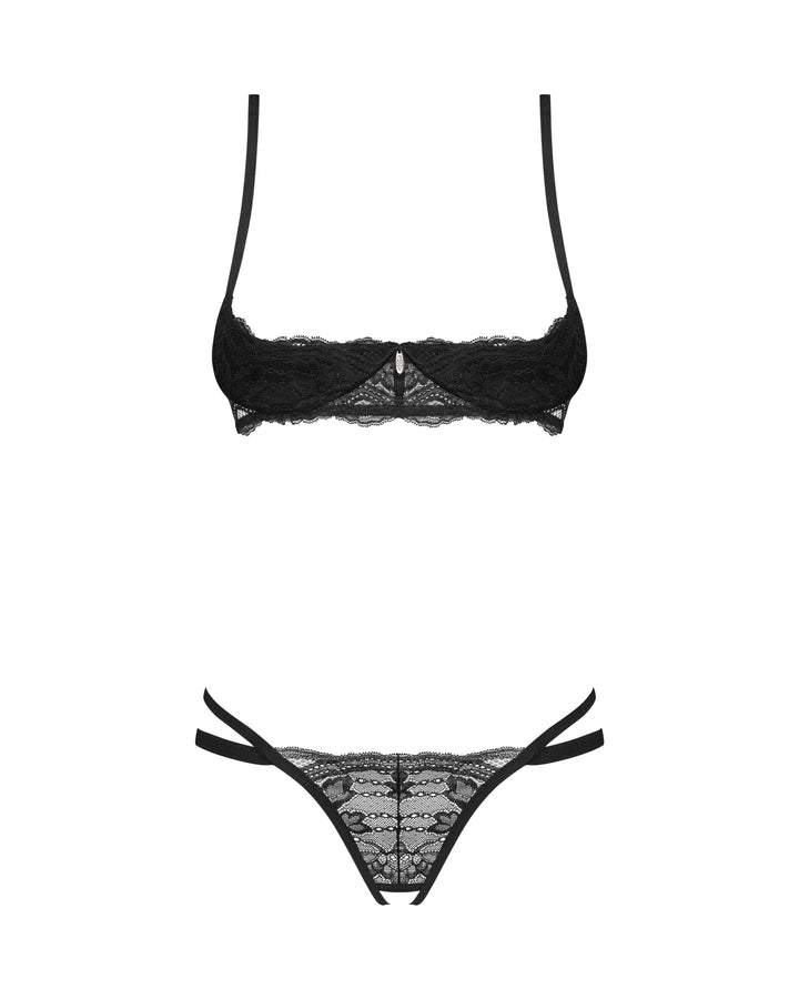 Obsessive Nutris Open Cups Shelf Bra Set Black