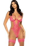 Oh la la Cheri Genesis Lace Garter Stays Underwire Teddy Raspberry-Rebel Romance