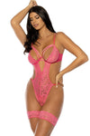 Oh la la Cheri Genesis Lace Garter Stays Underwire Teddy Raspberry-Rebel Romance