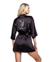Roma Confidential Playboy Sparkling Bunny Robe Rhinestone Black Satin-Rebel Romance
