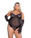 Roma Confidential Playboy Bunny Noir Sheer Teddy Marabou Trim Queen Plus Size-Rebel Romance