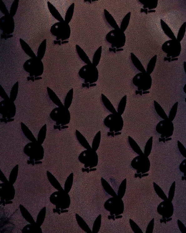 Roma Confidential Playboy Bunny Noir Sheer Teddy Marabou Trim Queen Plus Size-Rebel Romance