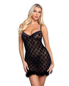 Roma Confidential Playboy Bunny Noir Chemise Sheer Black Marabou Trim-Rebel Romance