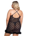Roma Confidential Playboy Bunny Noir Sheer Chemise Black Marabou Queen Plus Size-Rebel Romance