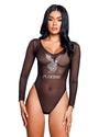 Roma Confidential Playboy Rhinestone Sparkling Bunny Teddy Sheer Black-Rebel Romance