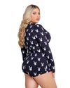 Roma Confidential Playboy Slumber Bunny Romper Black Queen Plus Size-Rebel Romance