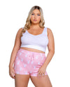 Roma Confidential Playboy Slumber Bunny Tank & Shorts Set Pink/White Queen Plus Size-Rebel Romance