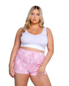 Roma Confidential Playboy Slumber Bunny Tank & Shorts Set Pink/White Queen Plus Size-Rebel Romance