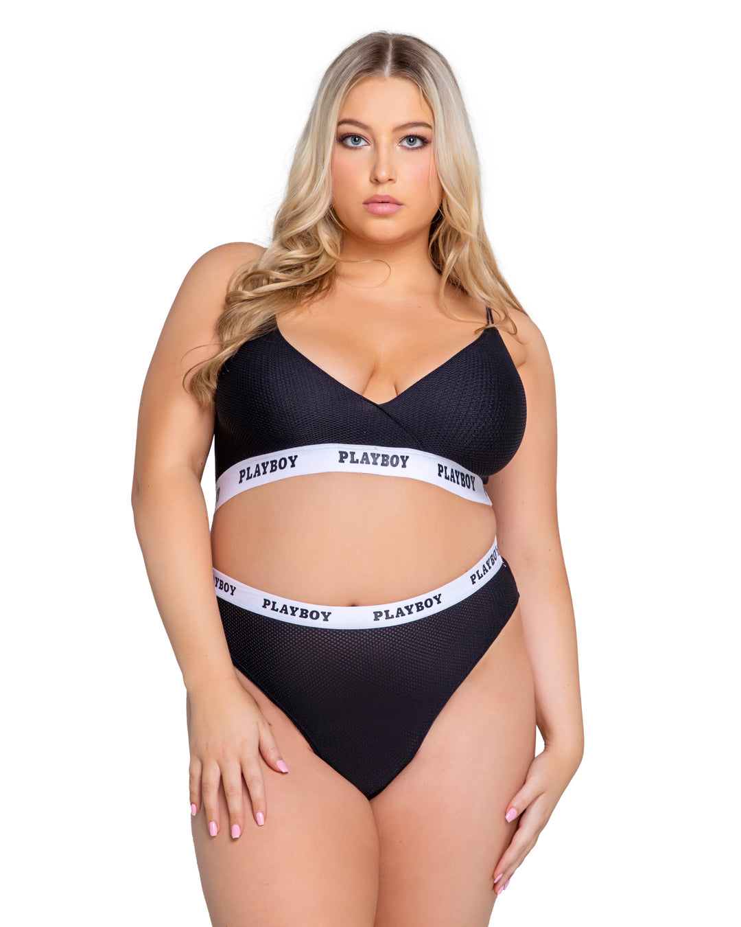 Roma Confidential Playboy Lifestyle Mesh Bra Set Black Queen Plus Size-Rebel Romance