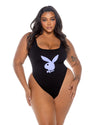 Playboy Icon Logo Bodysuit Black Plus Size-Rebel Romance