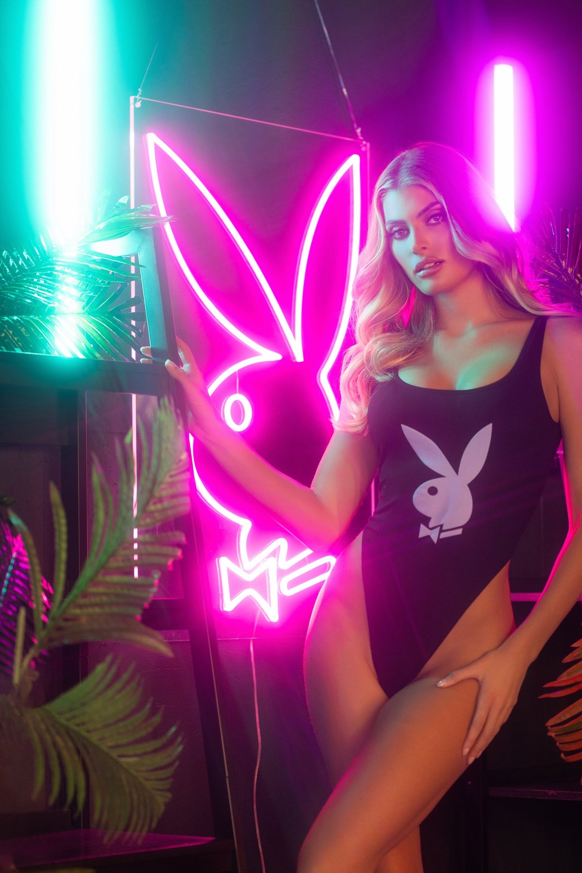 Playboy Icon Logo Bodysuit Black Plus Size-Rebel Romance