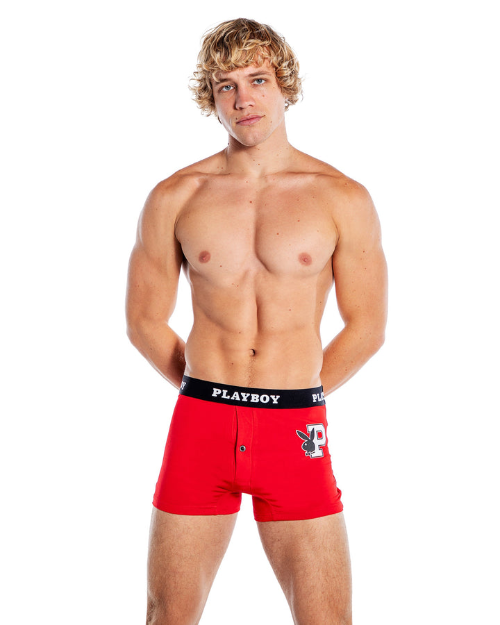 Playboy Mens Varsity Modal Boxer Briefs Red