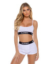 Playboy Bunny Sport Lounge Bralette Bra Set Jersey Knit White-Rebel Romance