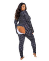 Playboy Bunny Cozy Lounge Union Suit Black Long Sleeve Logo Plus Size-Rebel Romance