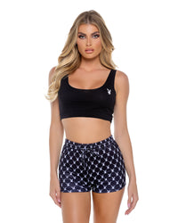 Playboy Bunny Slumber Lounge 2pc Set Jersey Knit Black-Rebel Romance