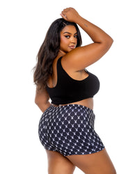 Playboy Bunny Slumber Lounge 2pc Set Jersey Knit Black Plus Size-Rebel Romance