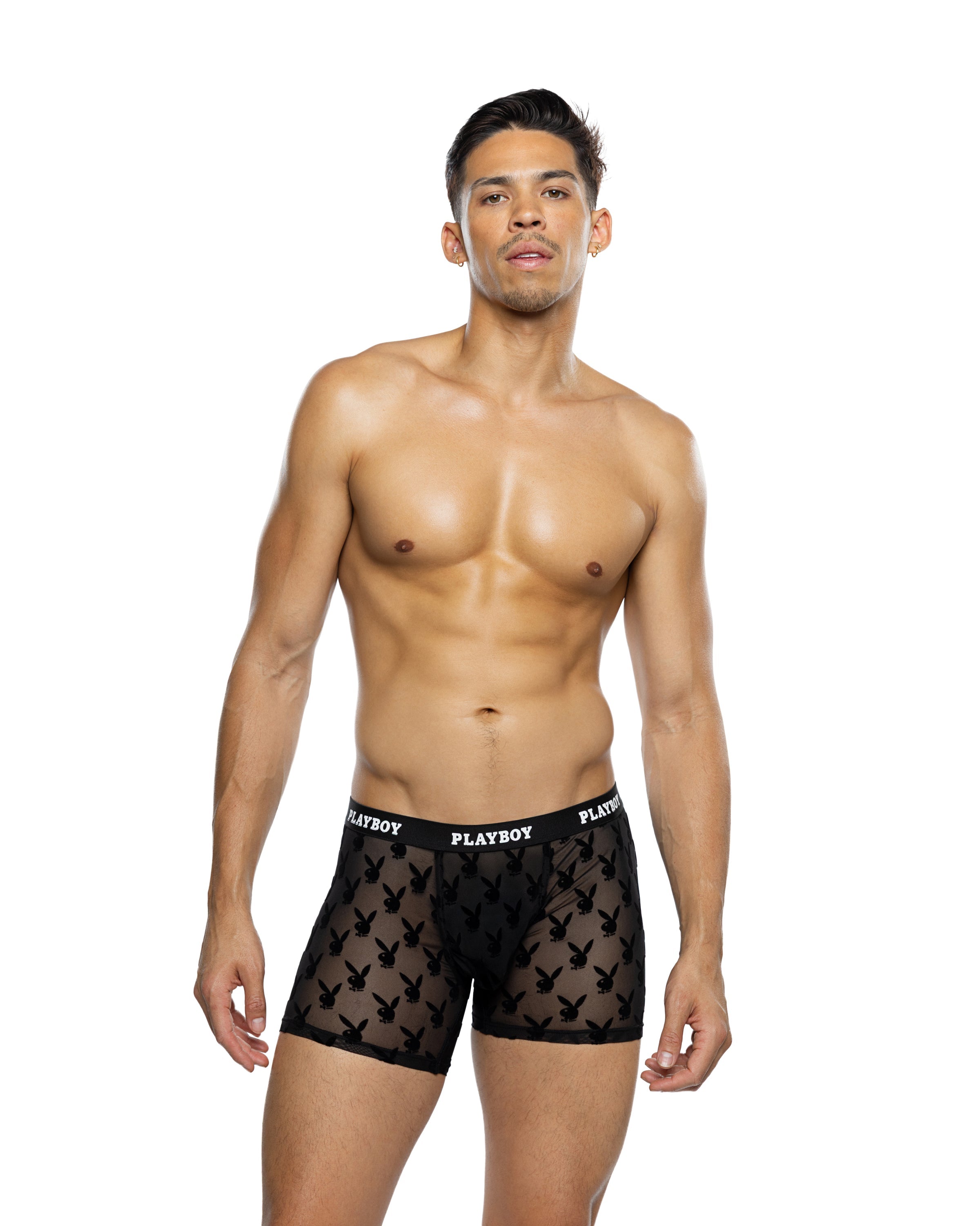 Playboy Mens Burnout Bunny Boxer Briefs
