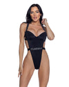 Bunny Beach One Piece Swimsuit Diamante Rhinestones Logo Black