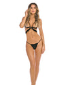 Rene Rofe Danger Zone Open Cup Bralette G-String Bra Set Black