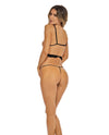 Rene Rofe Danger Zone Open Cup Bralette G-String Bra Set Black