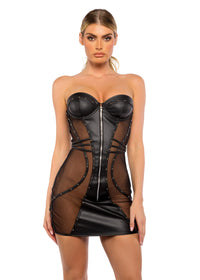 Roma Confidential Lust & Vegan Leather Sheer Dress Black