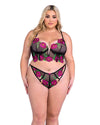Roma Confidential Queen Sheer Floral Embroidery Peony Paradise Longline Bra Set