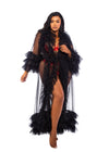Roma Confidential Queen Voguish Glam Luxury Ruffled Floor Length Robe Black
